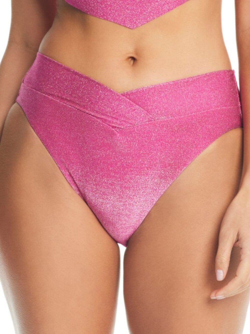 Bar III Size Extra Large Pink Shimmer Pink High-Leg Bikini Bottoms NWT